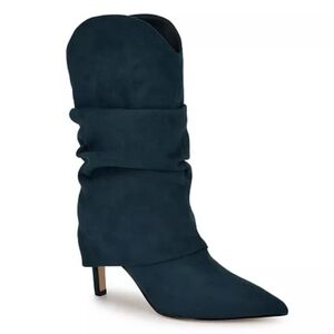 NWOT Nine West Faux Suede Womens Glitch Pointy Toe Slouchy Dress Boots Sz. 11